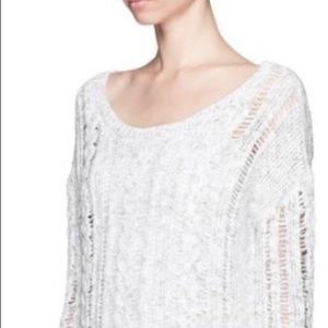 Vince brand, grey, cream cable knit sweater